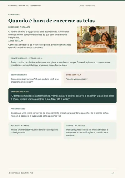 Página real da conversa 03, sobre encerrar as telas